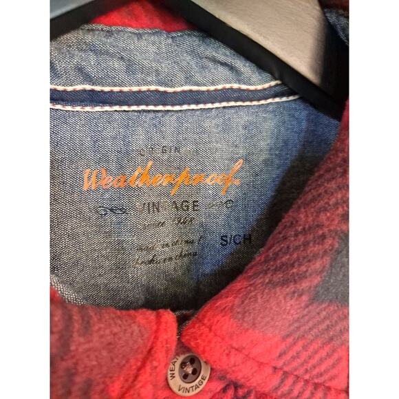 Weatherproof Vintage Red Black Flannel Sherpa Lined Button Up Size Small - Picture 4 of 9